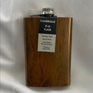 Cambridge Wood Decal Stainless Steel Flask
